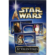 Star Wars 32 Valentines & Seal Cards Yoda, Anakin, Padme, Mace, Jango, C-3PO, R2-D2